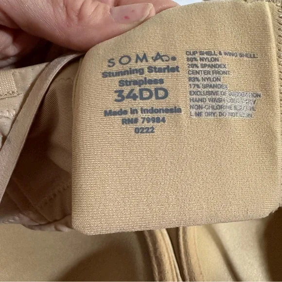 Soma Stunning Strapless in Warm Amber Bra 34DD - NWOT - Picture 6 of 7